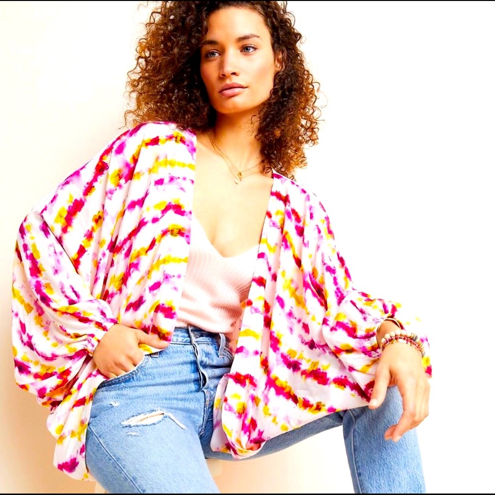 Anthropologie dip dyed cocoon kimono